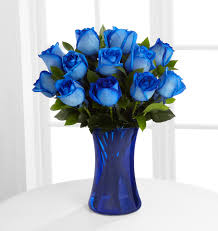 Florero de 12 Rosas Azules